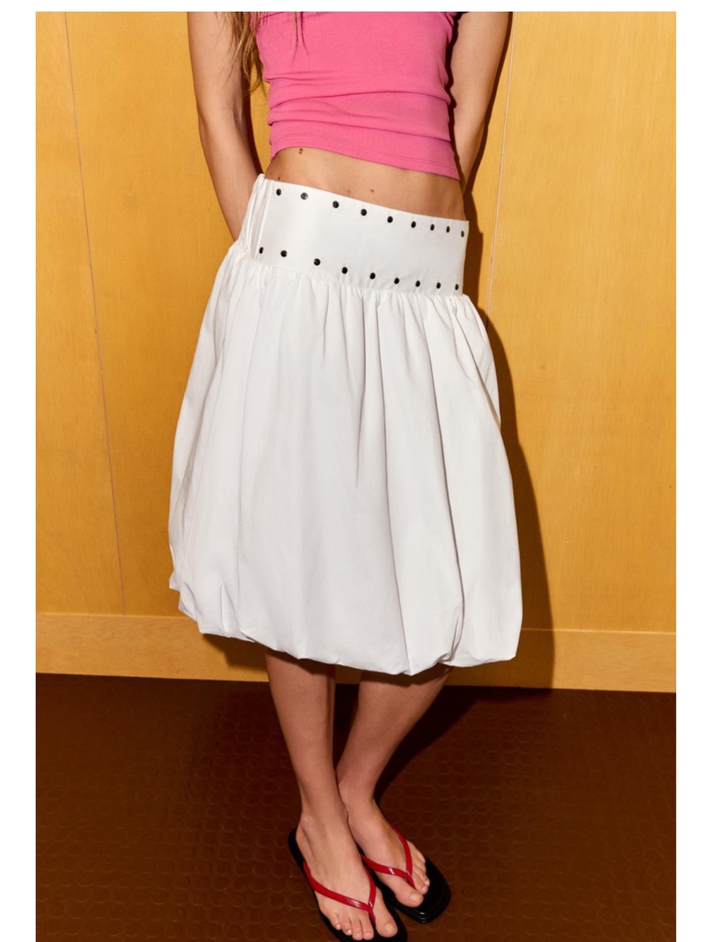 Zara studded balloon midi skirt